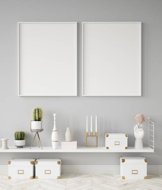 istock Mock up poster frame in home interior background 1130303211