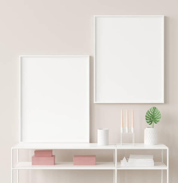 istock Mock up poster frame in home interior background 1130303225