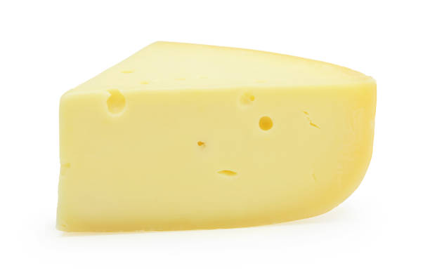 Piece of cheese isolated on white background