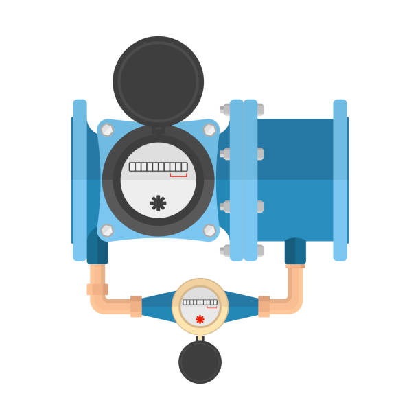 ilustrações de stock, clip art, desenhos animados e ícones de icon combined water meter. vector illustration on white background. - flange