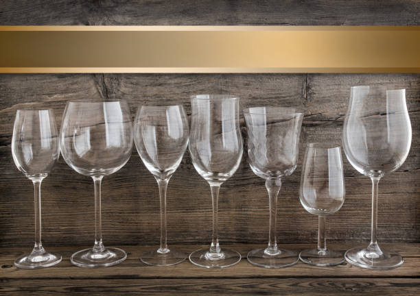 Wineglasses against a wooden background