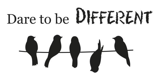 Dare to be different. Dare to be different. Inspiration and motivation quote. Wall decal to decorate home. Sticker concept. Vector silhouettes. bird quotes stock illustrations