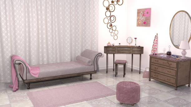 istock 3D illustration pink feminine living room interior 1130307659