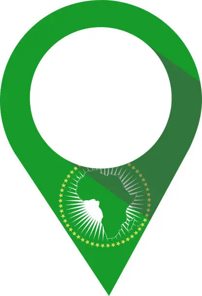 Vector illustration of pin in the colour of the African Union flag