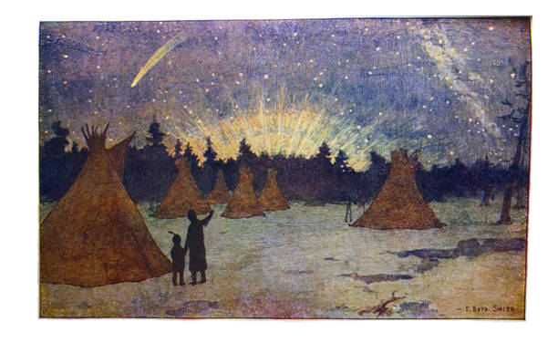 ilustraciones, imágenes clip art, dibujos animados e iconos de stock de ilustraciones de indio nativo americanas - tipis en northern lights - tiendas indias - ilustración - 1898