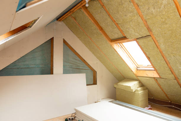 istock House attic insulation and renovation. Drywall construction 1130317317