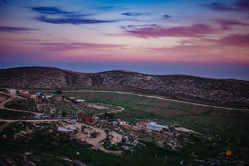 This picture shows an Israeli settlement in the Westbank. The settlement is made up of 25 Jewish families and surrounded by Arab-possessed land.