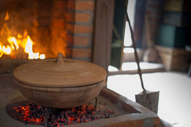 Traditional balkans meal prepared in a clay pot