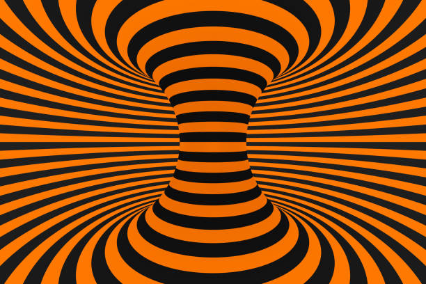 istock Tunnel optical 3D illusion raster illustration. Contrast lines background. Hypnotic stripes ornament. Geometric pattern. 1130322883