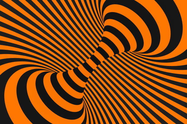istock Tunnel optical 3D illusion raster illustration. Contrast lines background. Hypnotic stripes ornament. Geometric pattern. 1130322887