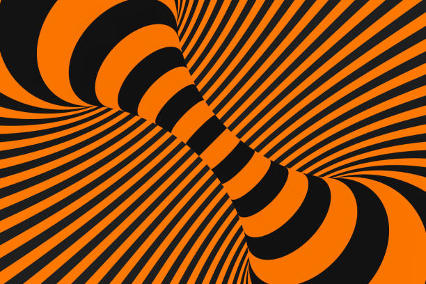 istock Tunnel optical 3D illusion raster illustration. Contrast lines background. Hypnotic stripes ornament. Geometric pattern. 1130322890