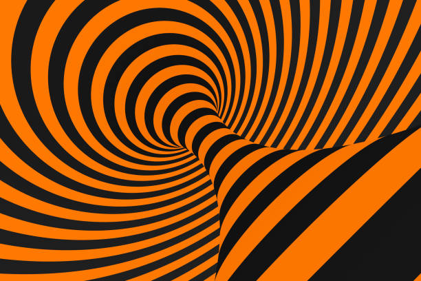 istock Tunnel optical 3D illusion raster illustration. Contrast lines background. Hypnotic stripes ornament. Geometric pattern. 1130322894