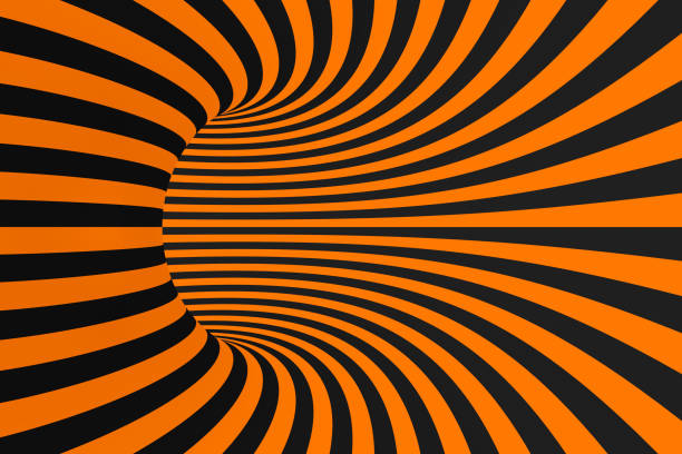 istock Tunnel optical 3D illusion raster illustration. Contrast lines background. Hypnotic stripes ornament. Geometric pattern. 1130322897