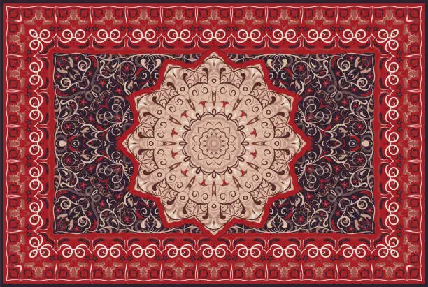 Vector illustration of Persian colored carpet.