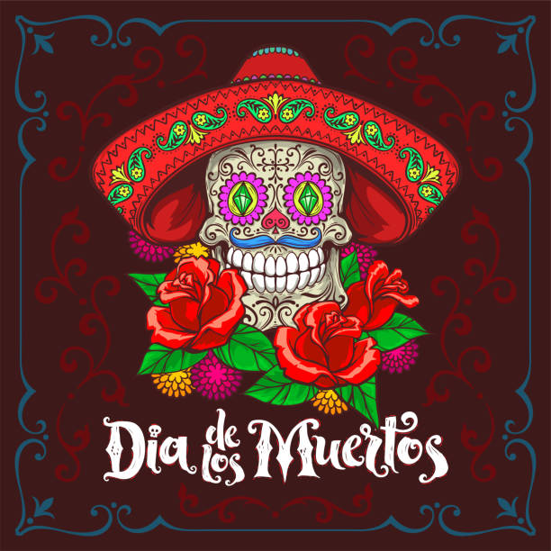 illustrazioni stock, clip art, cartoni animati e icone di tendenza di il giorno vettoriale dei morti - day of the dead skull tattoo mexico