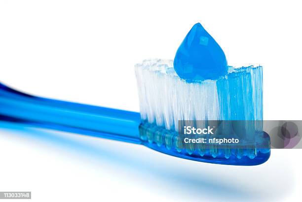 Blue Toothpaste On Blue Toothbrush Stock Photo - Download Image Now - Blue, Body Care, Bristle - Animal Part