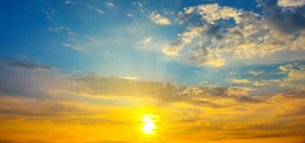 istock Beautiful sunrise and cloudy sky. 1130336257