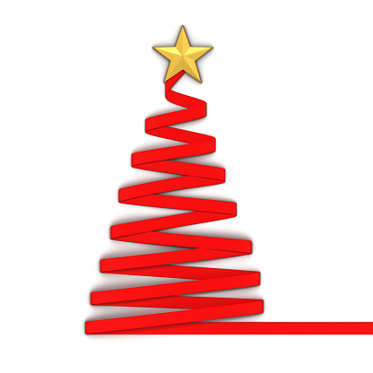 Paper style christmas tree with a star. 3d illustration
