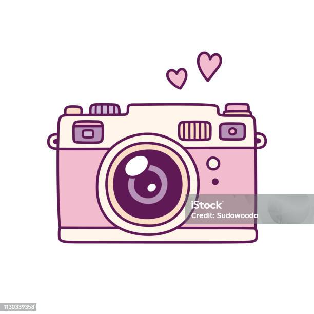 Pink Retro Photo Camera Stock Illustration - Download Image Now - Camera - Photographic Equipment, Illustration, Cute