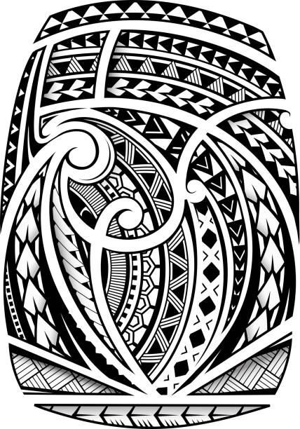 Sleeve tattoo in polynesian ethnic style Maori ornament sleeve tattoo including ancient  indigenous polynesian style tribal tattoos stock illustrations
