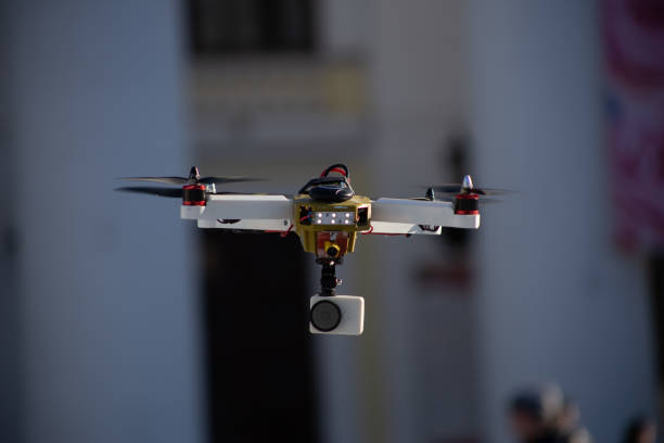 homemade quadrocopter in the air