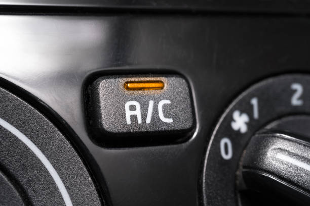 istock Closeup of car air conditioning button. 1130348292