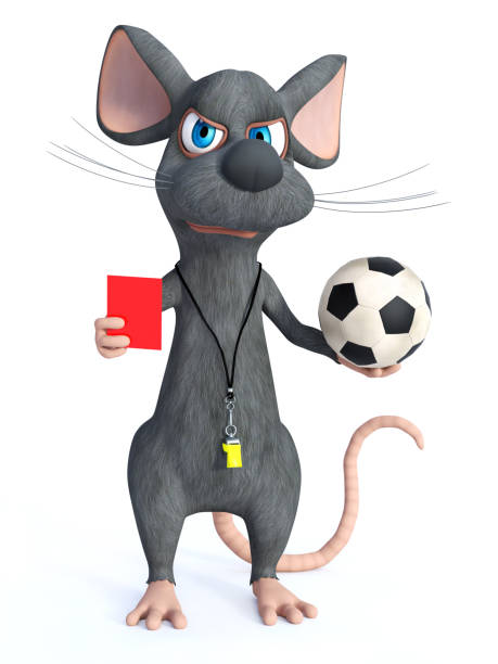 istock 3D rendering of a cartoon mouse as soccer referee. 1130349922