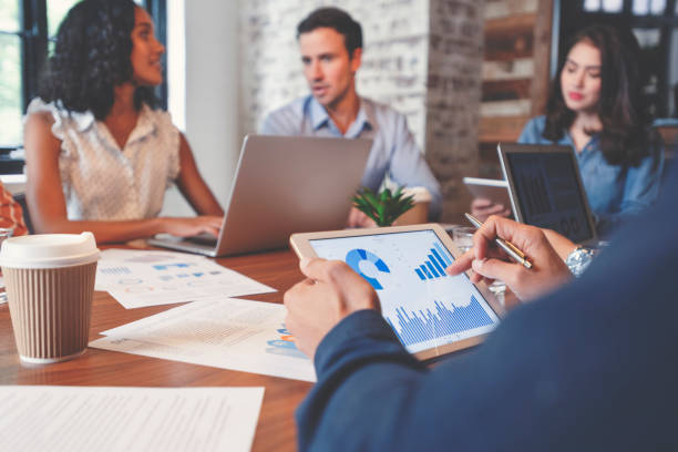 istock Group of people meeting with technology. 1130352080