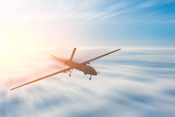 istock Unmanned military drone uav flight motion blur high speed 1130352392