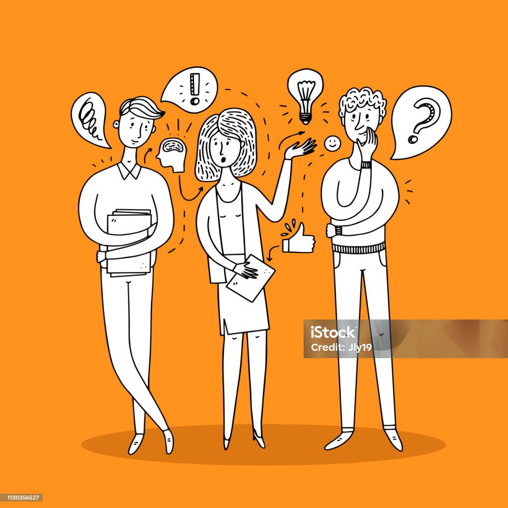 Thinking Vs Talking People Talking And Thinking Stock Illustration - Download Image Now ...