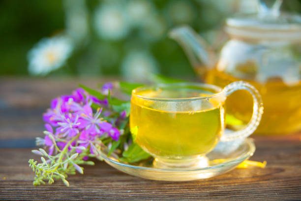 istock delicious green tea in beautiful glass bowl on table 1130360562