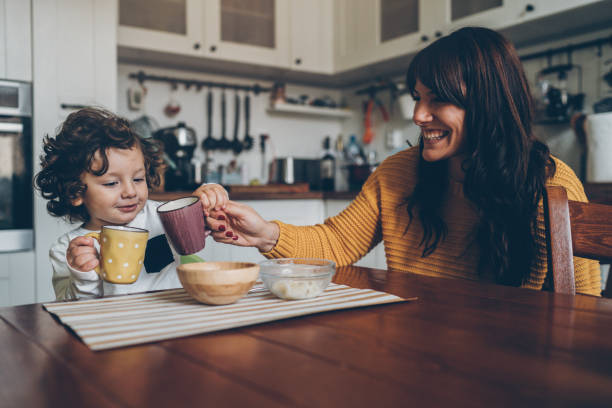 istock Little boy and mom on the table 1130362519