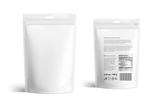 Pouch bags mockup isolated on white background. Vector illustration. Front and rear views. Can be use for template your design, presentation, promo, ad. EPS10. pouch stock illustrations