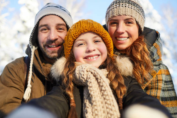 istock Family Taking Selfie in Winter 1130366609