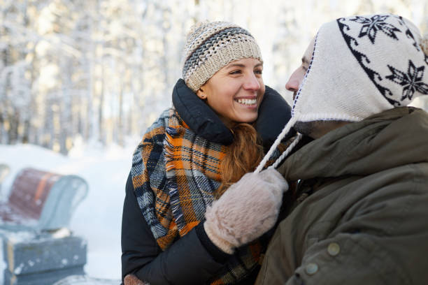 istock Playful Couple in Winter Park 1130366624