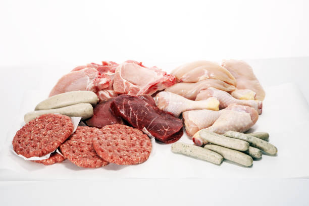 istock raw meat. Different types of raw pork meat, chicken and beef 1130366845