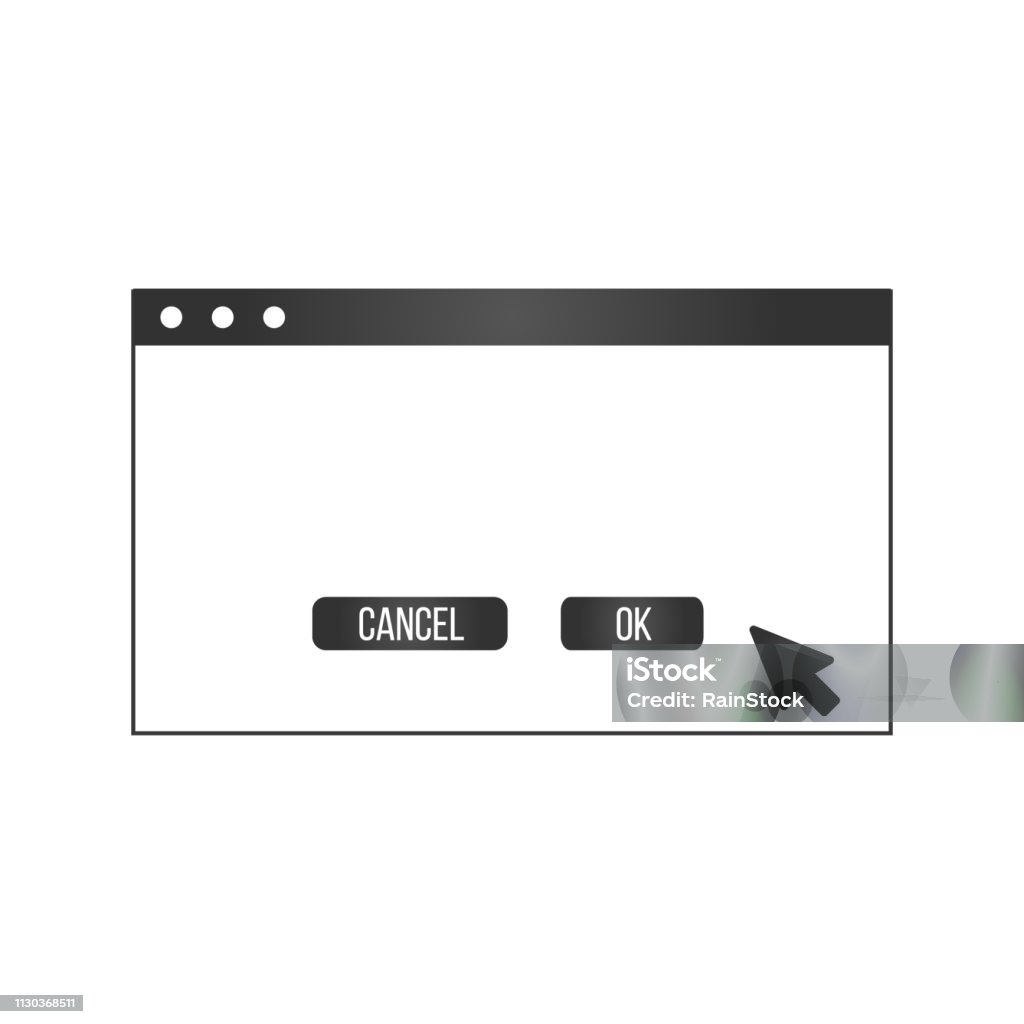 Dialog Box Click Buttons System Dialog Window With Cursor Mouse Click And Buttons Sign Of Dialog ...