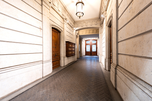 luxurious entrance of a Haussmann building