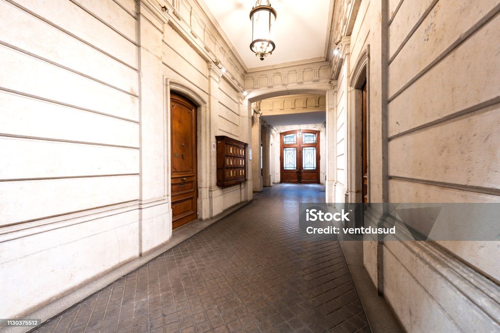 luxurious entrance of a beautiful building luxurious entrance of a Haussmann building Building Exterior Stock Photo