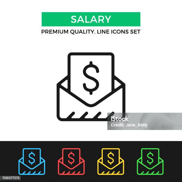 Vector Salary Icon Envelope With Money Premium Quality Graphic Design Modern Signs Outline Symbols Collection Simple Thin Line Icons Set Stock Illustration - Download Image Now