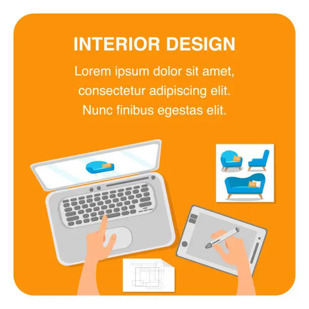 Vector illustration of Interior Design Flat Vector Banner Template