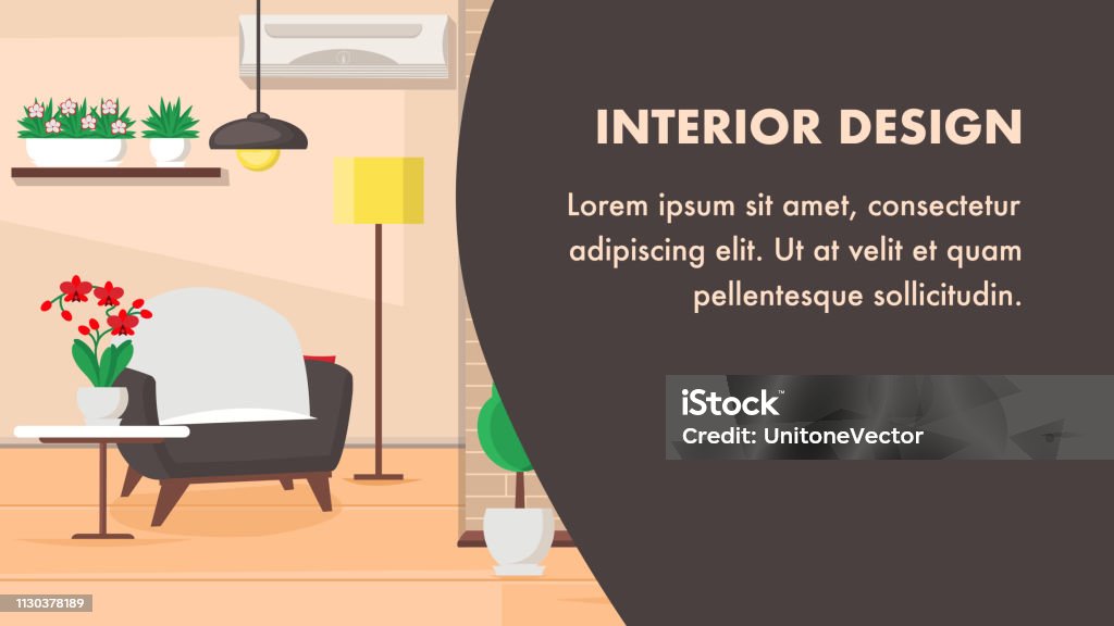 Interior Design Website Vector Banner Template Stock Illustration ...