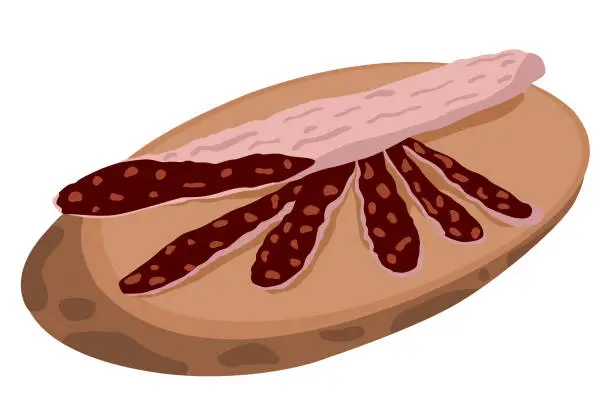 Vector illustration of Sausage on a plate