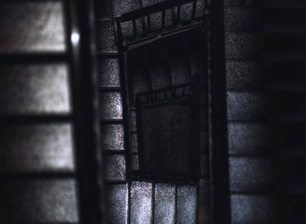 istock Dark stairwell, way down by spiral 1130382626