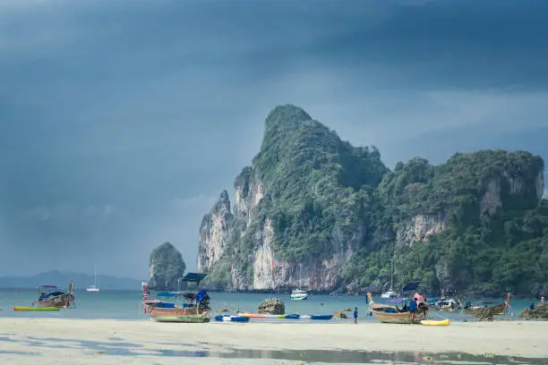 Photo of Thailand's Phi Phi Island view of the sea with boats