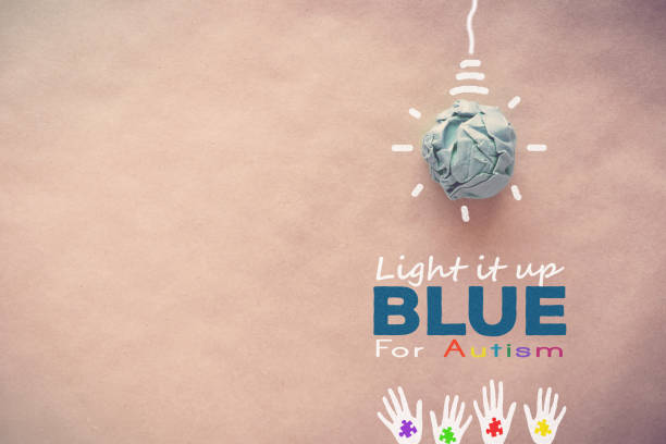 istock Blue paper light bulb , world Autism awareness day 1130394466