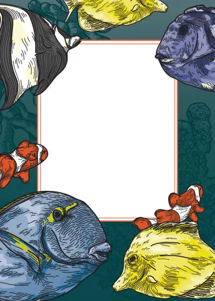 Vector illustration of Tropical Fish Invitation Template
