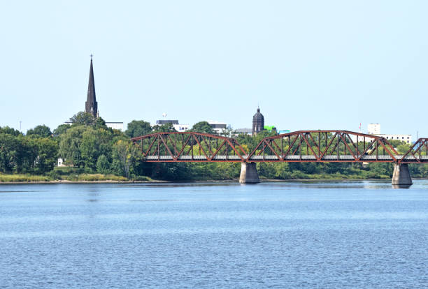 View of Downtown Fredericton from the Saint John River Fredericton, New Brunswick / Canada: 
September 16 2017:  View of Downtown Fredericton from the Saint John River new brunswick canada photos stock pictures, royalty-free photos & images
