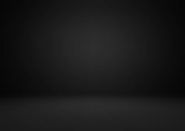 пустая черная комната студии, используемая в качестве фона для отображения вашей продукции - место для текста фотографии stock illustrations