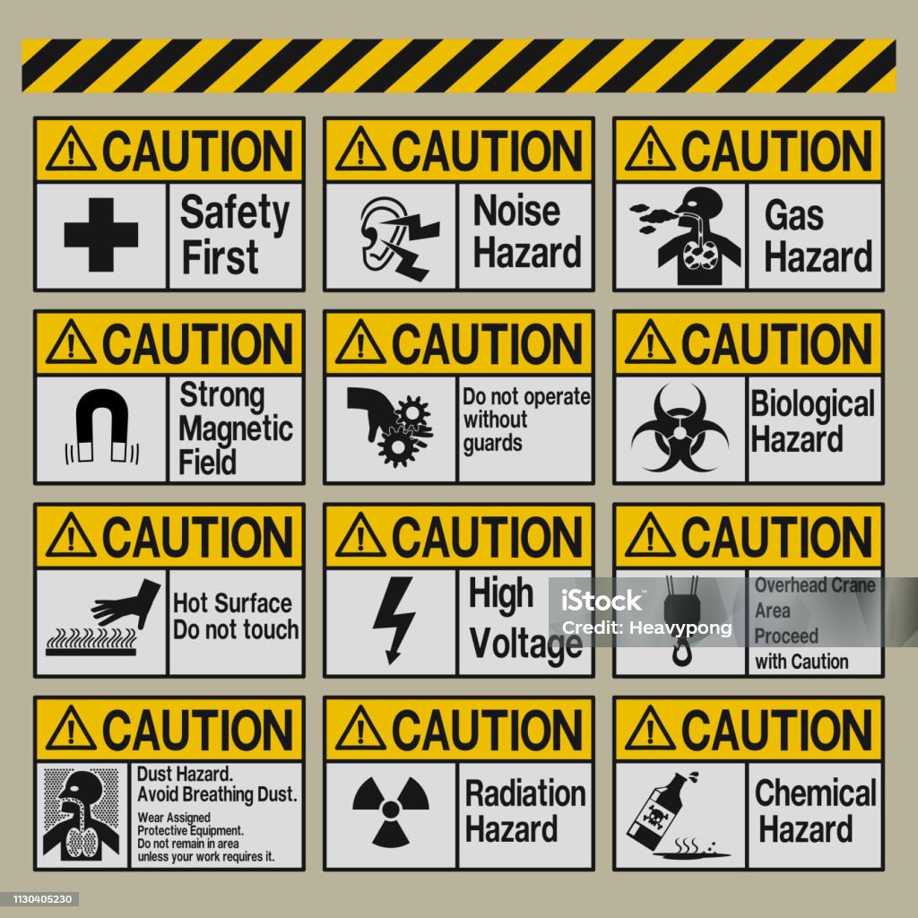 Set of Industrial warning sign Asbestos stock vector